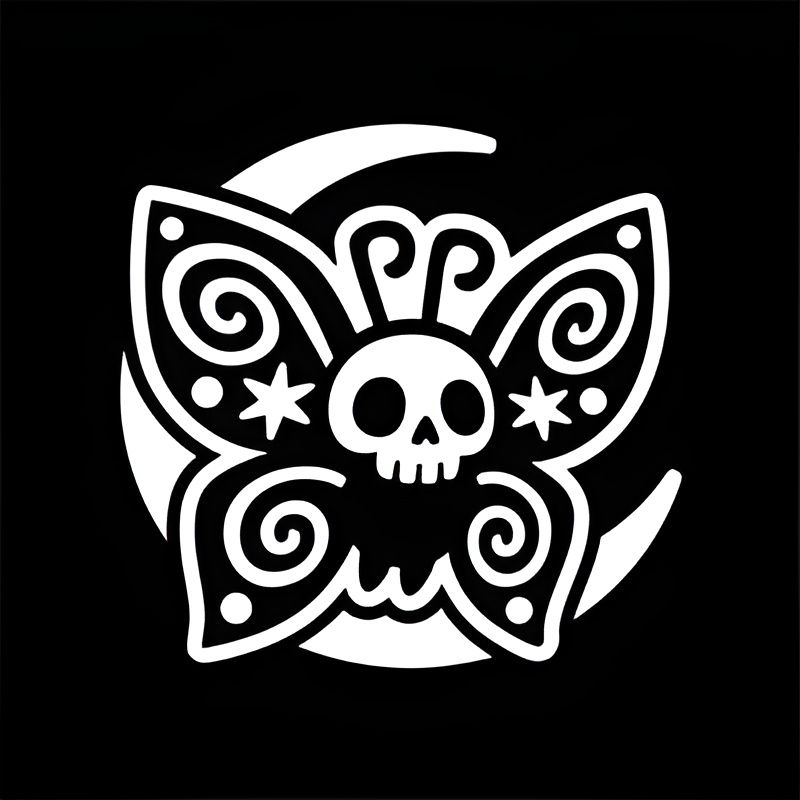Shiverbug Studios skull-and-moth logo on a black background